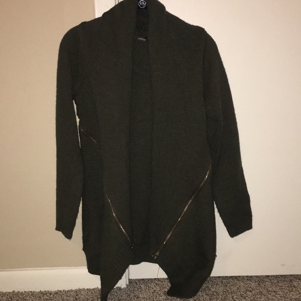 Green wool cardigan